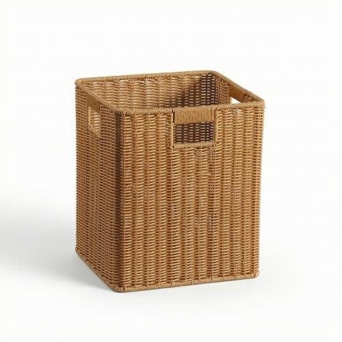 Cesta mimbre rectangular de 29x30x33cm ideal para organizar el salon 2