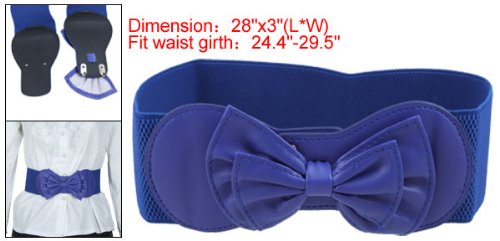 Allegra K Women Bowtie Ornament Press Stud Button Elastic Waist Cinch Belt2