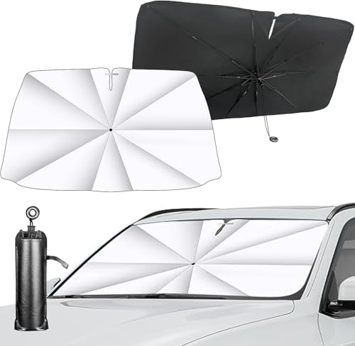 Pare Soleil Voiture Pare Brise Avant, Pliable Parapluie Revêtement en Titane Anti-UV Et Anti-Chaleur pour SUV, Camionnettes, Mpv Et Voitures, Facile À Utiliser Et À Ranger