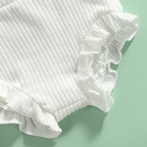Mubineo Infant Baby Girl Basic Plain Cotton Ruffle Bloomer Shorts Headband Set (White, 12 Months) #TOP5