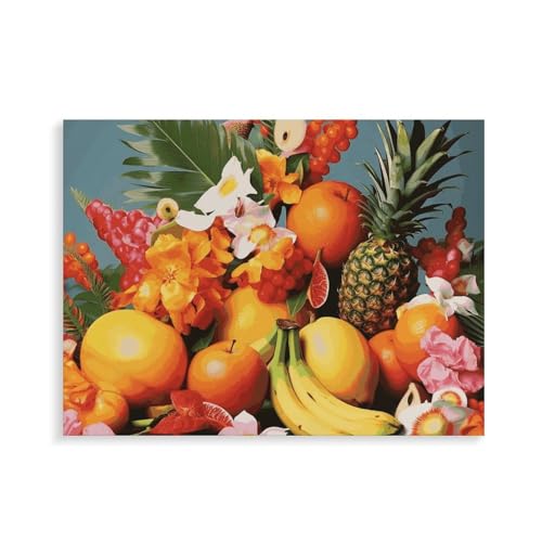 Peinture par numéros fruits tropicaux encadrée 30x40 cm pour adulte