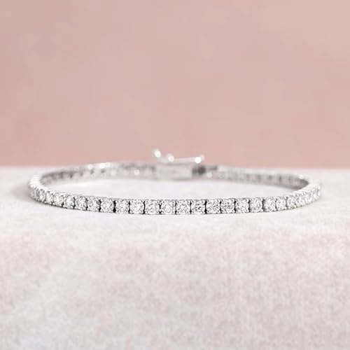Tennis Bracelet for Women and Men 14K White Gold Plated 3mm High-Carbon Diamond Classic Bracelet Size 7.5 Inch (2.5mm)3