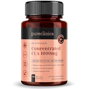 Pureclinica Concentrated CLA 1000mg x 180 Softgels – 84% Rich Conjugated Linoleic Acid – Up to 6 Months Supply