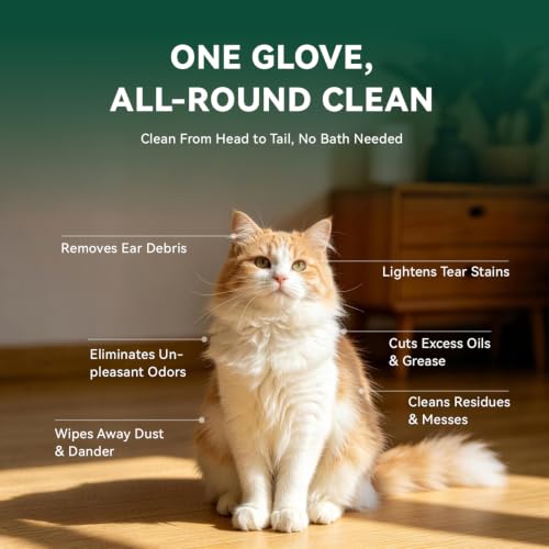 Image of ECO PET Glove Wipes for Dogs & Cats, Hypoallergenic Unscented Cleaning & Deodorizing Bath Wipes, Coconut Oil Nourishing Fur Pet Grooming Gloves, 20pcs