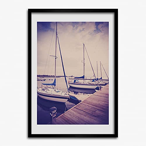 Cadre MDF 50x70 cm Tulup avec affiche de yachts pour décoration murale moderne