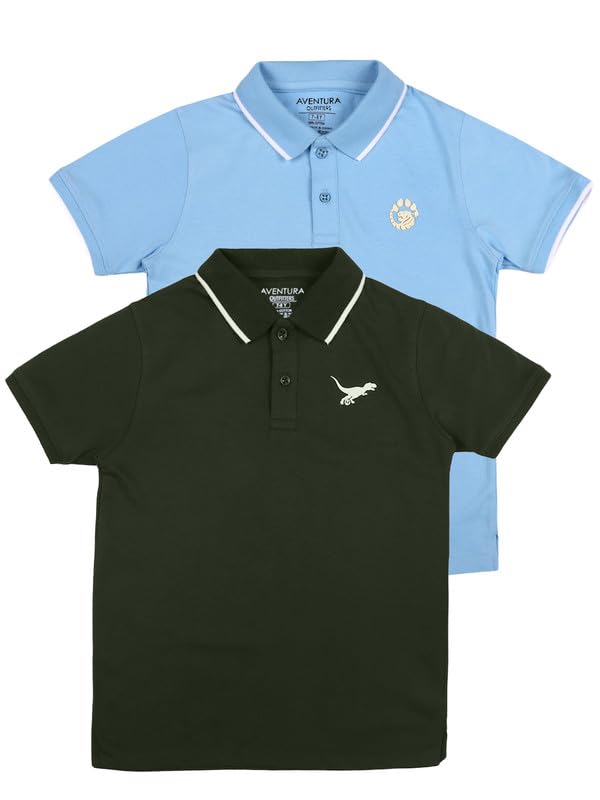 Image of Aventura Boys Polo T-Shirt Combo Pack of 2 - 100% Cotton Half Sleeve Collar T-Shirts for Boys (Age 5-12 Years)