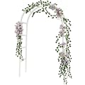 RUBFAC 7.8ft Metal Wedding Arch Frame, White Garden Trellis for Climbing Plants Outdoor, Garden Arbors and Arches Party Archway for Flower Rose Vines Birthday Bridal Christmas Decoration