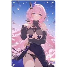 DKLOWK Bikini Sexy Anime Girl Hot Metal Poster Tin Sign Wall Art Decor Plaque for Home Bar Club Bedroom Bathroom Man Cave Otaku 8x12 inch