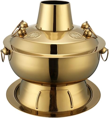 Olla tradicional para fondue Shabu cobre 36 cm dorado
