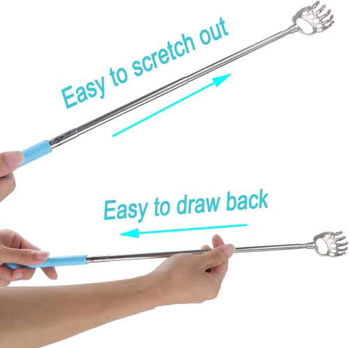 Image of WOVTE Bear Claw Extendable Blue Back Scratcher for Men 2Pack, Stocking Stuffers for Men Women Adults, Mothers Day Fathers Day Birthday Christmas Gifts for Men Women Mom Dad Husband