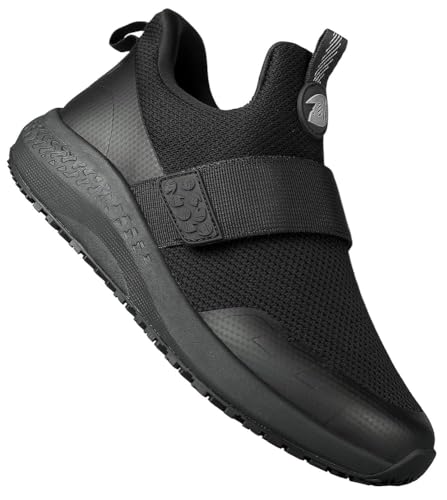 Delobi Non Slip Shoes for Men, Food Service Slip Resistant Work Shoes in Restaurant Kitchen Hospital, Breathable Lightweight Sneakers - Zapatos Antideslizantes para Hombres Black Size 9