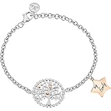 L'acciaio lucido si combina con l'eleganza dell'oro rosa, che riveste con raffinatezza dettagli e charms preziosi.