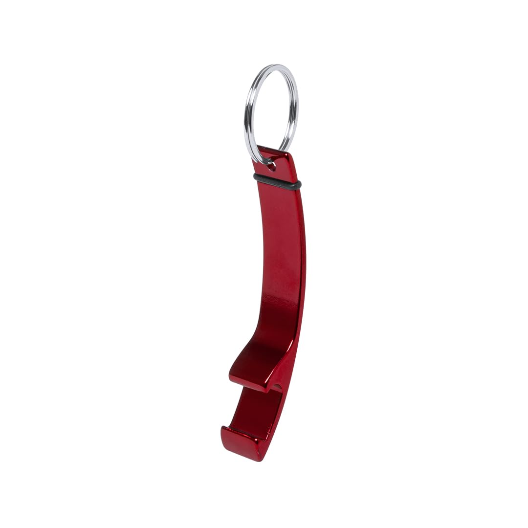 eBuyGB Metal Bottle Opener Keyring, Colourful Aluminium Beer Opener Keychain, Red