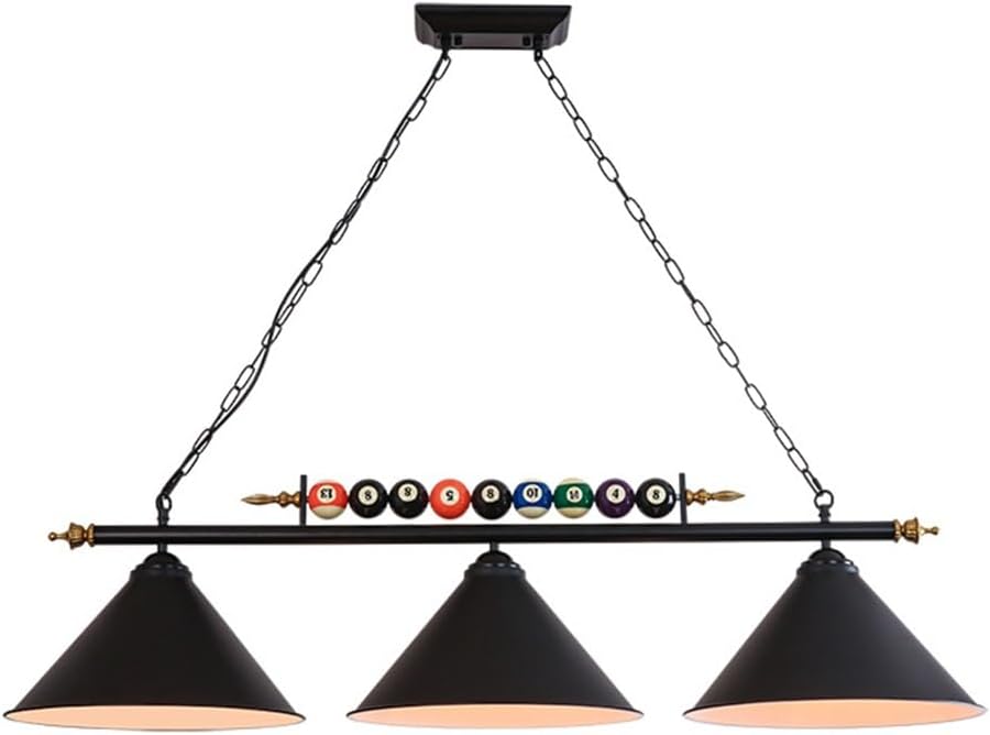 Lampadario biliardo 120 cm 3 teste nero opaco