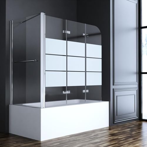 Shower wall kit with side walls, 3-part folding bathtub, partition, folding bathtub wall, bathtub partition,A1,120x75x140cm