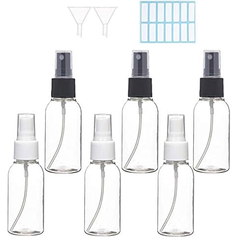50ml Small Spray Bottle Empty Clear Fine Mist Spray Bottles Plastic Travel Atomiser Bottle Set Refillable Liquid Containers for Make-up Cosmetic Hair Cover