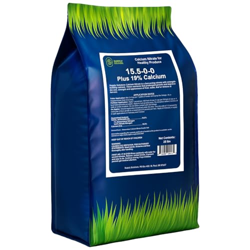 Supply Solutions Calcium Nitrate 15.5-0-0 + 19% Ca | Fast-Acting Water Soluble Fertilizer Prevents Blossom End Rot - Boosts Growth & Yield for Vegetables, Fruit, Gardens & Hydroponics (25 Pounds)