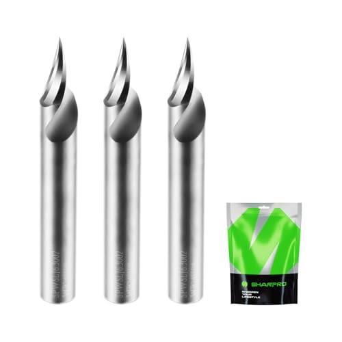 Chamfer Router Bits V Groove O Flute Spiral Router Bit 30 Degree 1/4 Inch Shank CNC Carbide V-bit for Engraving and Chamfering Lettering, Ideal for Wood, Metals(HB125-400) and PVC (3PCS)