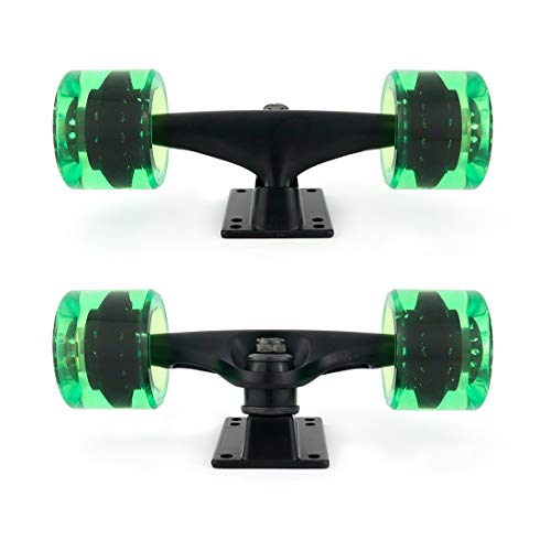 Image of VJ Skateboard Truck and Wheel, 5.0 Skateboard Trucks w /Skateboard Crusier Wheel 60mm, Skateboard Bearings, Skateboard Screws, Skateboard Riser Pads