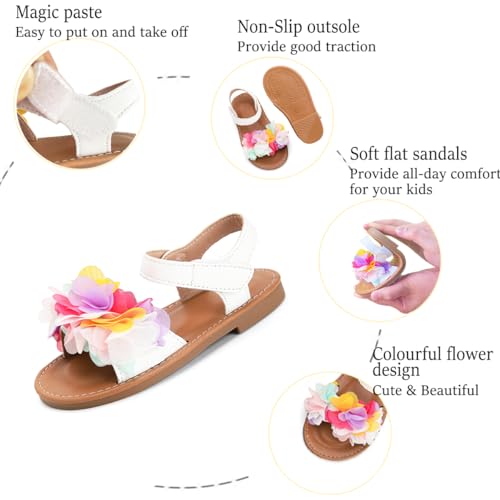 Toddler Girls Sandals Open Toe Summer Flats Flower Girl Dress Shoes for Baby Little Kids4