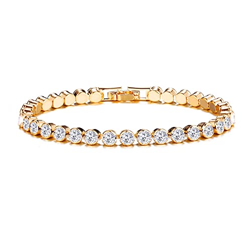 ZAHSY Gold Plated Bracelets Silver Chain Bracelet Cubic Zirconia Tennis Bracelets for Women Rhinestones Bracelet for Women