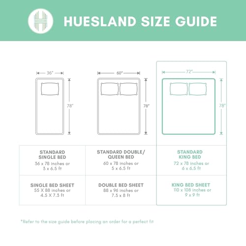 Huesland by Ahmedabad Cotton 144 TC Cotton King Size Bedsheet with 2 Pillow Covers - Grey & Yellow(9ft x 9ft)