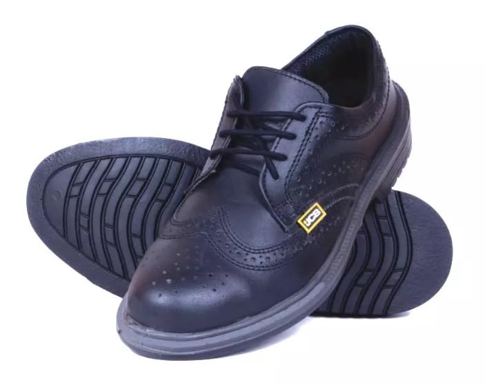 Image of JCB Men's Executive Safety Shoes, Black, Steel Toe, Slip-Resistant, Leather Upper - Industrial Work Footwear (Size - 10)