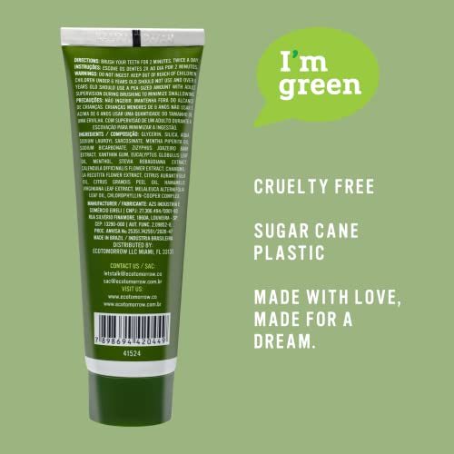 Ecotomorrow Tea Tree Chlorophyll Whitening Toothpaste With Peppermint Essential Oil And Natural Juá - Fluoride Free, Plant Based, Vegan - 4.0Oz (Pack Of 3) #TOP5