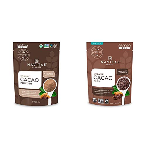 Navitas Organics Cacao Powder, 24 oz. Bag  Organic, Non-GMO, Fair Trade, Gluten-Free & Cacao Nibs, 8 oz. Bag  Organic, Non-GMO, Fair Trade, Gluten-Free