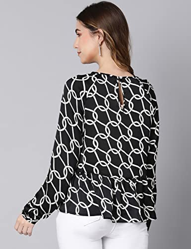 Image of oxolloxo Black Fleek Satin Printed Women top