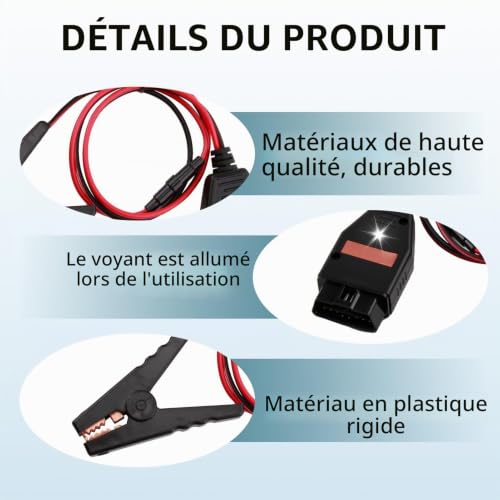 Connecteur ECU pour Voiture, Câble d'alimentation d'urgence, Économiseur de Mémoire de Batterie, Outil Électrique de Remplacement de Batterie de Voiture – vue 3