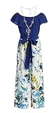 iGirlDress Royal Blue Big Girls Wide Leg Bell Sleeves Solid Knit Top Elegant High Waist Rompers Palazzo Pants Trousers Jumpsuits #2191 Size 8