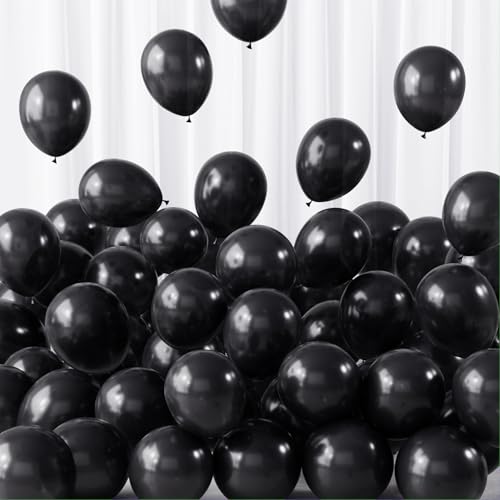 RUBFAC Black Balloons 120pcs 5 Inch 2026 International Football Game Decor Graduation Birthday Supplies Bachelorette Retirement Party Decorations