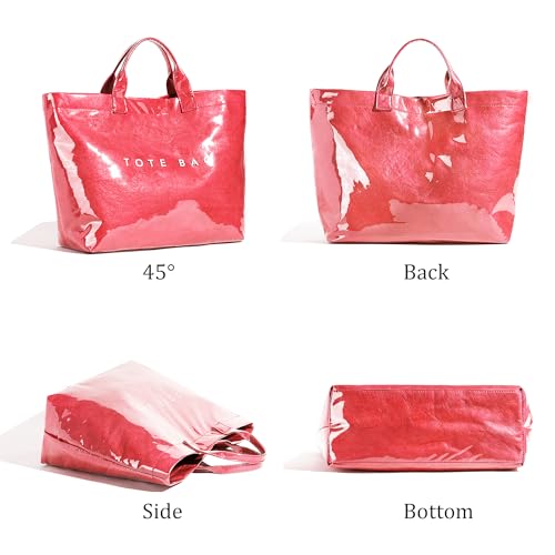 Image of Lushandy PVC Tote Bag for Women Jelly Beach Bag Top Handle Hobo Handbag | Water-Resistant, Wipe Clean, Lightweight