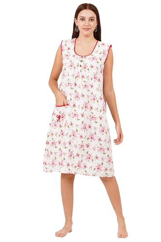 Image of Breezly Woman's Long Short Calf Length Pure Cotton Nighty