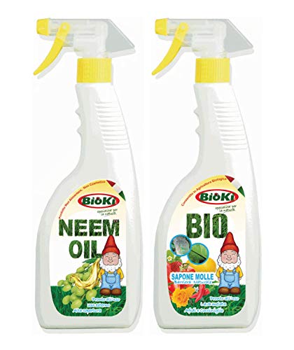 Offertissima composta da 1 Olio di neem da 650 ml + 1 Sapone molle da 650 ml indicati in presenza di afidi, cocciniglie ed insetti in genere per piante da terrazzo, balcone e giardino