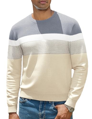 iClosam Pull Homme col Rond Pull tricoté à Manches Longues Casual Sweat Hiver Abricot XXXL
