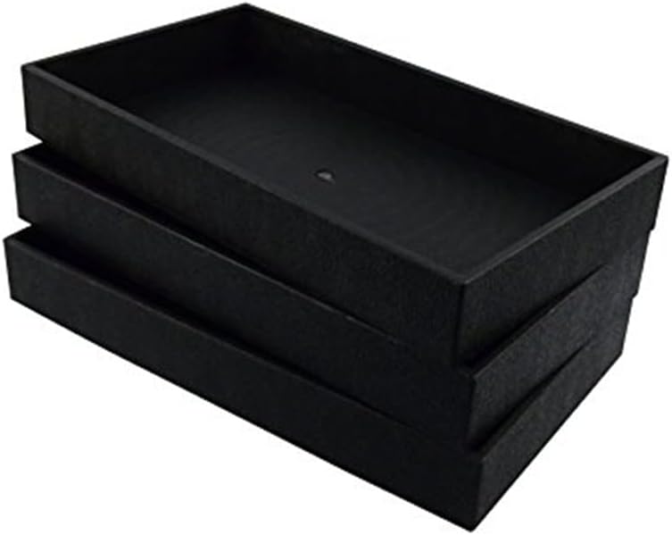 Regal Pak 3-Piece 2-Inch Deep Black Full Size Plastic Stackable Jewelry Tray 14 3/4" X 8 1/4" X 2"H