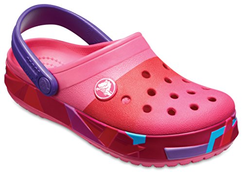 Image of Crocs Unisex-Child Crocband Prismatic Clog K Paradise Pink J3 (205231-6NP)