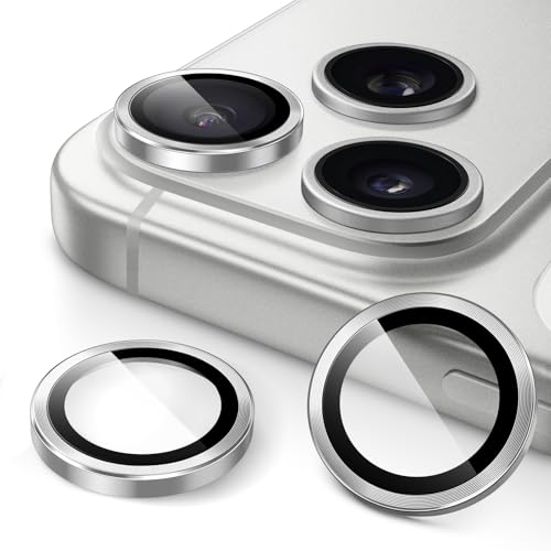 JETech Camera Lens Protector for iPhone 17 Pro 6.3-Inch and iPhone 17 Pro Max 6.9-Inch 9H Tempered Glass Metal Individual Ring Cover Easy Installation Tray HD Clear 1 Set (Silver)