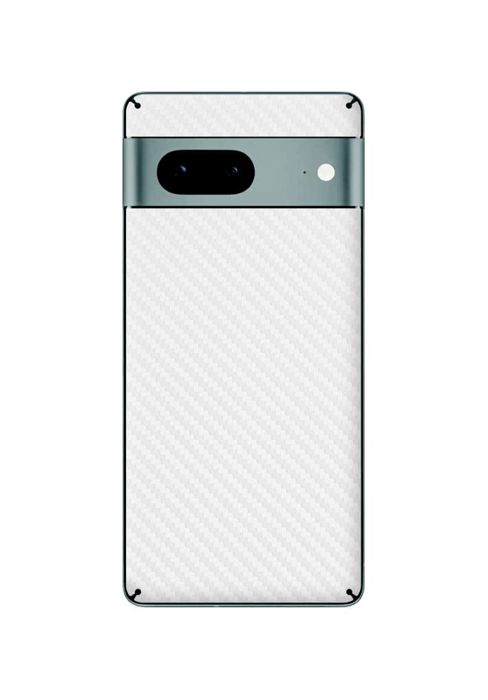 Decalrus - Protective Decal for The Google Pixel 7 Cellphone White Carbon Fiber wrap CFgooglePixel7White
