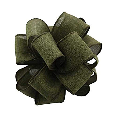 Berwick Offray Dwi Linen Wired Edge Ribbon-1-1/2 Wide X 50 Yards-Moss Ribbon #TOP1