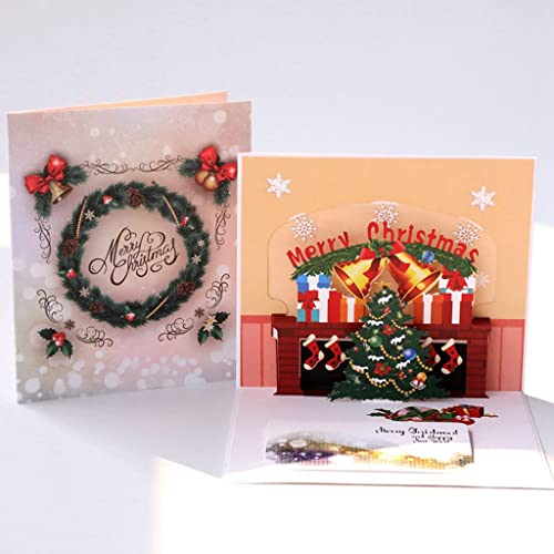 lanema Cartão de felicitações Merry Christmas Cartão pop-up 3D com envelope de árvore de Natal