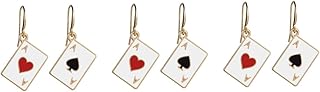 3 Pares De Brincos De Pôquer Brincos Modernos Joias Femininas Brincos Para Mulheres Brincos Pendurados Joias De Cassino Presente De Pôquer Corações E Espadas Brincos De