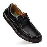 Slip On Shoes for Men Loafers & Slip-Ons Black Casual Leather Shoes Wide Width Driving Shoes【Includ