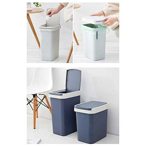 Papelera rectangular azul L con tapa para ocultar desperdicios en el baño 6
