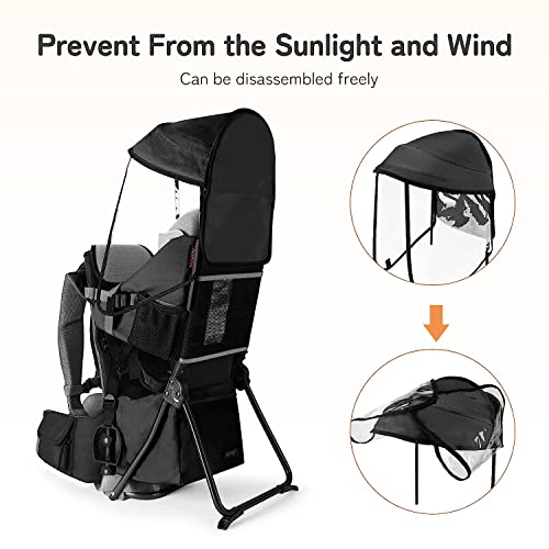 Besrey Hiking Baby Carrier Backpack Toddler Hiking Carrier Child Carrier Bakcpack For Baby With Canopy Black thumb #2