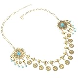 HANABASS Vintage Kopfschmuck mit Quasten für Damen Boho Haarschmuck In Gold Formstabile Stirnkette für Hochzeit und Festival