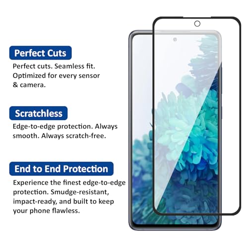 Image of AIBEX Tempered Glass for Samsung S20FE 5G / Samsung A51 / Samsung M31S| 9H Hardness | Anti-Glare & Anti-Fingerprint | Water Resistant | Edge-to-Edge Full Screen Protector | Bubble-Free Installation