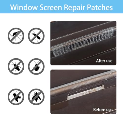 FOMGIIN 100 Stück Fliegennetz Reparaturset, Moskitonetz Fliegengitter Insektennetz Reparatur netz, Klettverschluss selbstklebender FensterMoskitonetz reparaturbandInsektenschutz selbstklebend, Grau